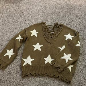 Lace up star sweater